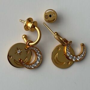 Julie Vos Gold and Silver Crescent Moon Earrings